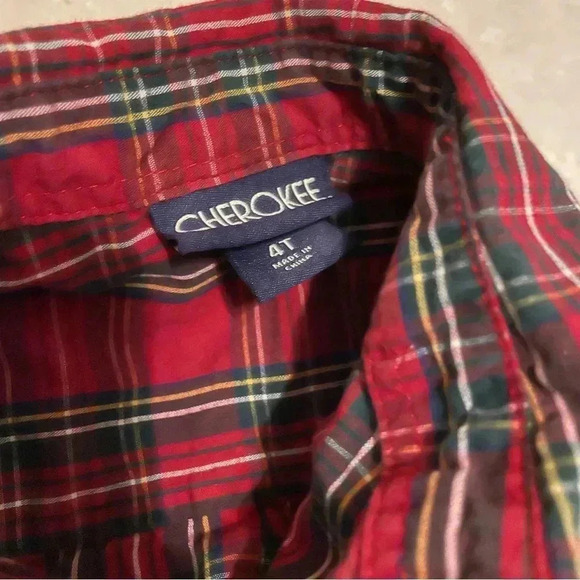 Cherokee‎ 4T red plaid button down long sleeve shirt - Picture 2 of 3